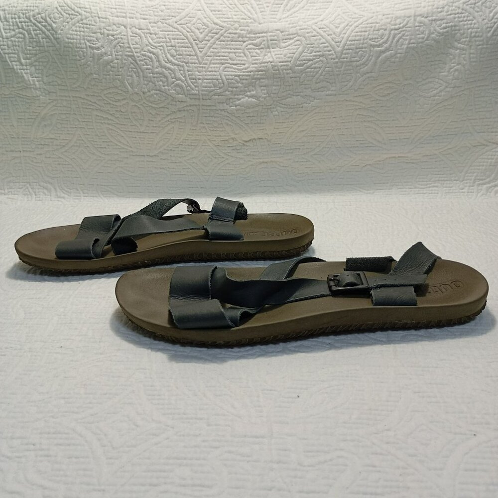 OUTER Sandals Gray Leather Womens Adjustable Strap Size US 10/EU 41 - Picture 2 of 8